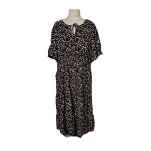 Draper James Martina Popover Midi Dress Black Cherry Size 2X Pockets Elastic